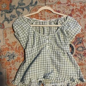 Green Gingham Blouse